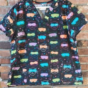 XL Scrub Top Cats